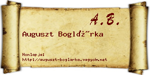 Auguszt Boglárka névjegykártya